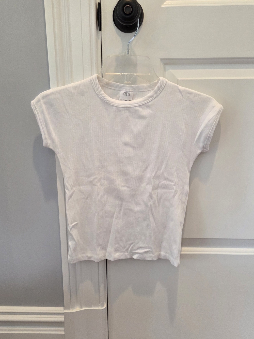 ZARA Kids White Short Sleeve Ribbed Crew Tee